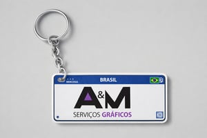Chaveiro Placa Mercosul Metal 5x2,5cm 4x0 / 4 x 4 Resina argolinha Gravação à laser