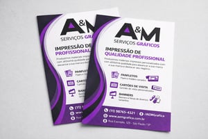 Flyers / Folhetos 20x28cm - 115g Couchê 115g 20 x 28 cm Só frente ou Frente e verso Sem verniz Corte Reto 