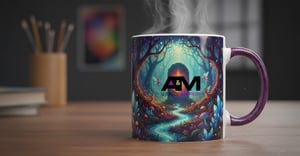 Caneca Personalizada magica preta Porcelana 96x150mm Branca Sublimação  