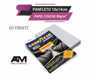 Panfleto 10x14cm - 90g/m² - Só Frente - Papel Couchê 90g Formato10x14cm    