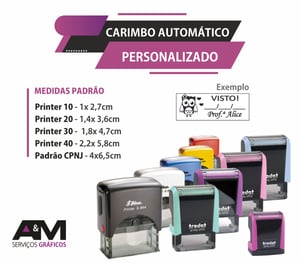 Carimbo Automático   1 x 0  Plástico 