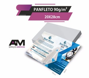 Panfleto 20x28cm - 90g Couchê 90g 20x28cm Só frente ou Frente e verso Sem verniz Corte Reto 