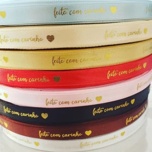 Fita de Cetim Fita de cetim 100x15mm 1x0  Impressão Branca ou Preto 