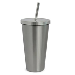 Copo Inox com Canudo 500ml 14997 inox 17 cm x 7,3 cm Impressão 1 cor, Impressão 2 cores, Impressão 3 cores, Impressão 4 cores  Gravação a Laser 