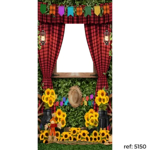Festa Junina/Arraiá - Capa de Painel Lateral Vazado Veste Fácil 100x200