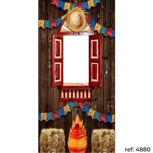 Festa Junina/Arraiá - Capa de Painel Lateral Vazado Veste Fácil 100x200