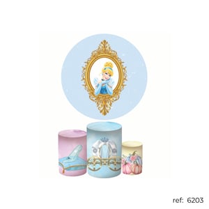 Princesas Cinderela - Kit Festa (Painel 150cm + Trio de Cilindros)