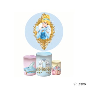 Princesas Cinderela - Kit Festa (Painel 150cm + Trio de Cilindros)