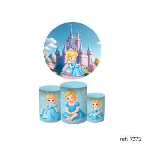 Princesas Cinderela - Kit Festa (Painel 150cm + Trio de Cilindros)