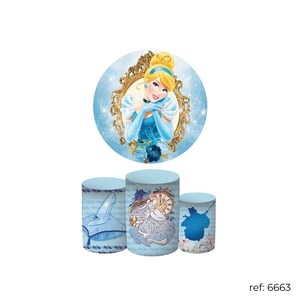 Princesas Cinderela - Kit Festa (Painel 150cm + Trio de Cilindros)