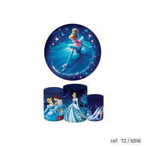 Princesas Cinderela - Kit Festa (Painel 150cm + Trio de Cilindros)