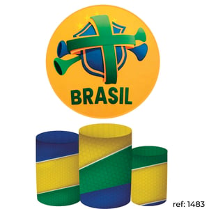 Copa do Mundo (Brasil) - Kit Festa (Painel 150cm + Trio de Cilindros)