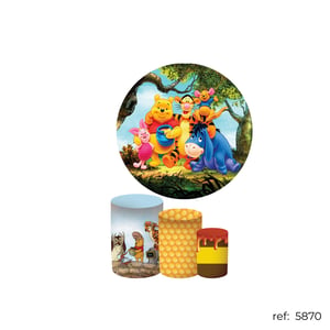 Pooh - Kit Festa (Painel 150cm + Trio de Cilindros)