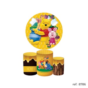 Pooh - Kit Festa (Painel 150cm + Trio de Cilindros)