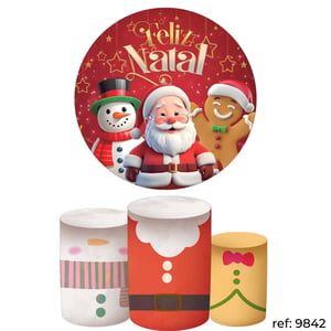 Natal - Kit Festa (Painel 150cm + Trio de Cilindros)