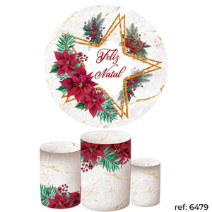 Natal - Kit Festa (Painel 150cm + Trio de Cilindros)
