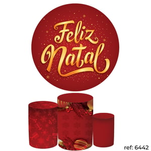 Natal - Kit Festa (Painel 150cm + Trio de Cilindros)