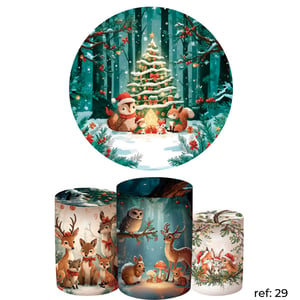 Natal - Kit Festa (Painel 150cm + Trio de Cilindros)