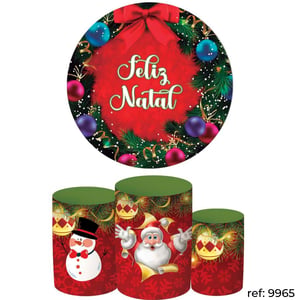 Natal - Kit Festa (Painel 150cm + Trio de Cilindros)