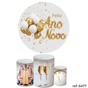 Ano Novo - Kit Festa (Painel 150cm + Trio de Cilindros)