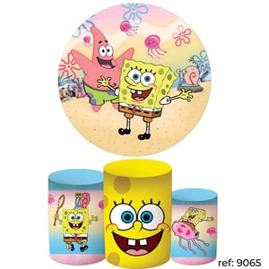 Bob Esponja - Kit Festa (Painel 150cm + Trio de Cilindros)