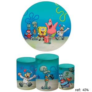 Bob Esponja - Kit Festa (Painel 150cm + Trio de Cilindros)
