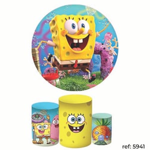 Bob Esponja - Kit Festa (Painel 150cm + Trio de Cilindros)