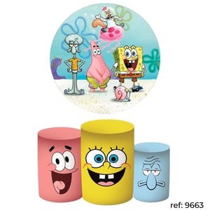Bob Esponja - Kit Festa (Painel 150cm + Trio de Cilindros)
