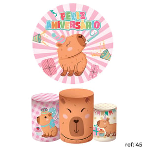 Capivara - Kit Festa (Painel 150cm + Trio de Cilindros)