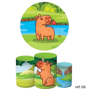Capivara - Kit Festa (Painel 150cm + Trio de Cilindros)