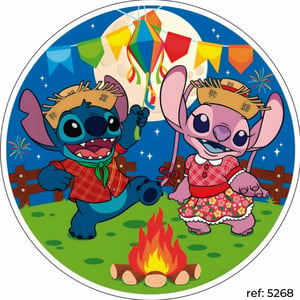 Stitch e Angel - Capa de Painel Redondo