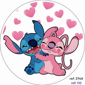 Stitch e Angel - Capa de Painel Redondo