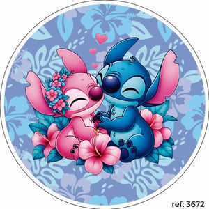 Stitch e Angel - Capa de Painel Redondo