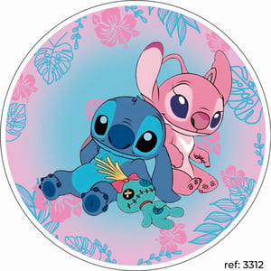 Stitch e Angel - Capa de Painel Redondo
