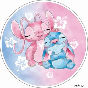 Stitch e Angel - Capa de Painel Redondo