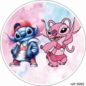 Stitch e Angel - Capa de Painel Redondo