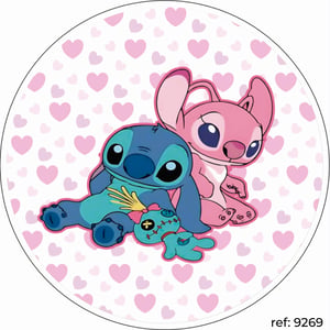 Stitch e Angel - Capa de Painel Redondo