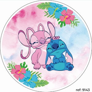 Stitch e Angel - Capa de Painel Redondo