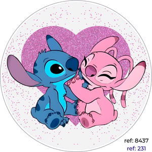 Stitch e Angel - Capa de Painel Redondo