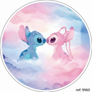 Stitch e Angel - Capa de Painel Redondo