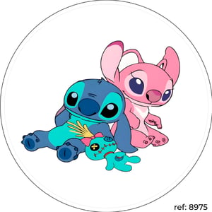 Stitch e Angel - Capa de Painel Redondo