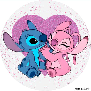 Stitch e Angel - Capa de Painel Redondo