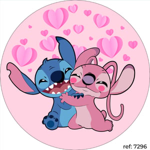 Stitch e Angel - Capa de Painel Redondo
