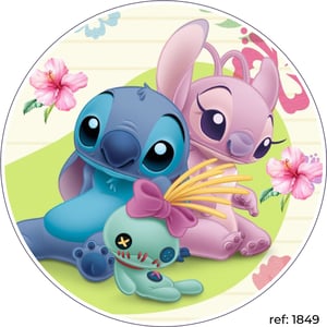 Stitch e Angel - Capa de Painel Redondo