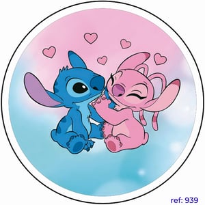 Stitch e Angel - Capa de Painel Redondo
