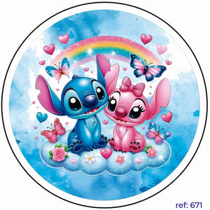 Stitch e Angel - Capa de Painel Redondo