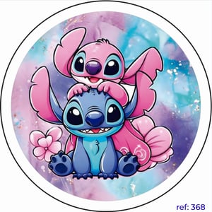 Stitch e Angel - Capa de Painel Redondo