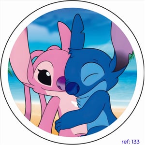 Stitch e Angel - Capa de Painel Redondo