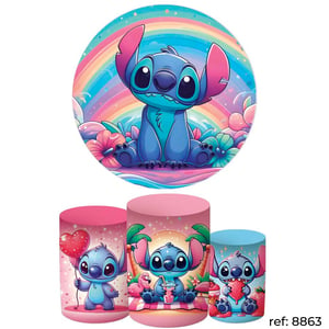 Stitch - Kit Festa (Painel 150cm + Trio de Cilindros)