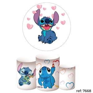 Stitch - Kit Festa (Painel 150cm + Trio de Cilindros)